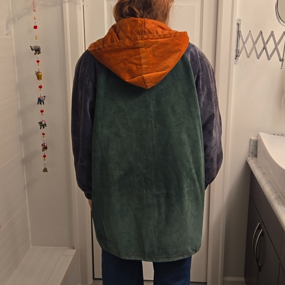 Vintage colorblock suede jacket with quilted lining - Picture 2 of 9